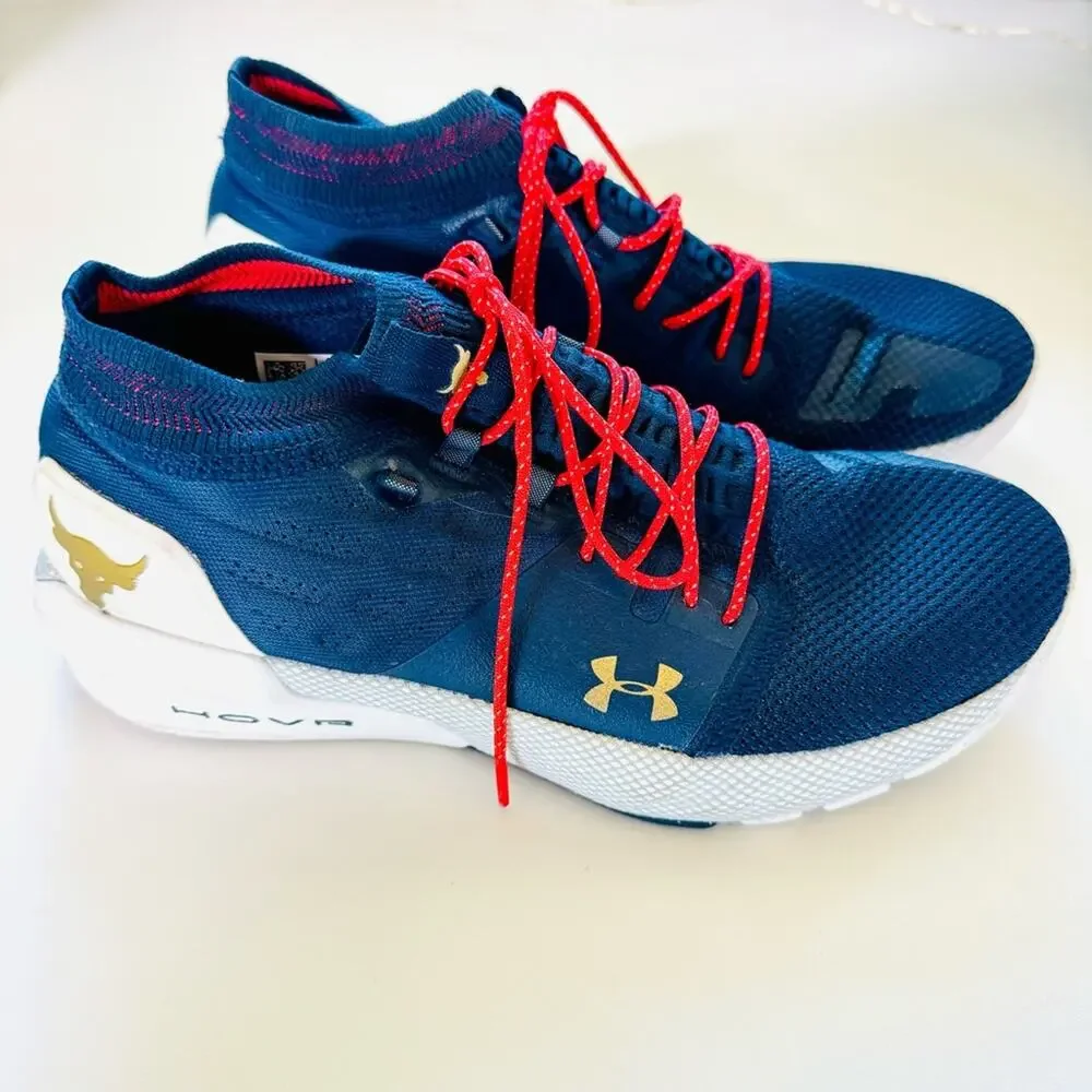 UNDER ARMOUR Navy Blue Red White HOVR Veterans Rock Collab Sneakers Shoes 9.5